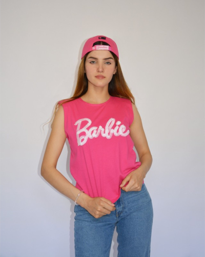 tee shirt barbie sans manches avec épaulettes
