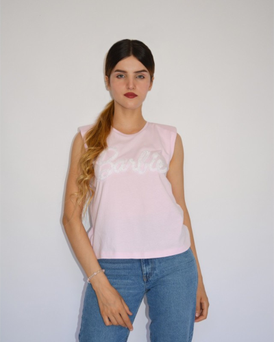 tee shirt barbie sans manches avec épaulettes