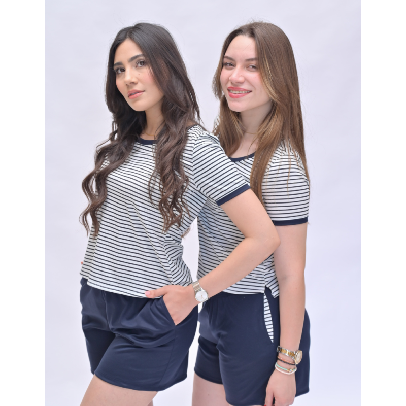 Pyjashort Rayé Bleu