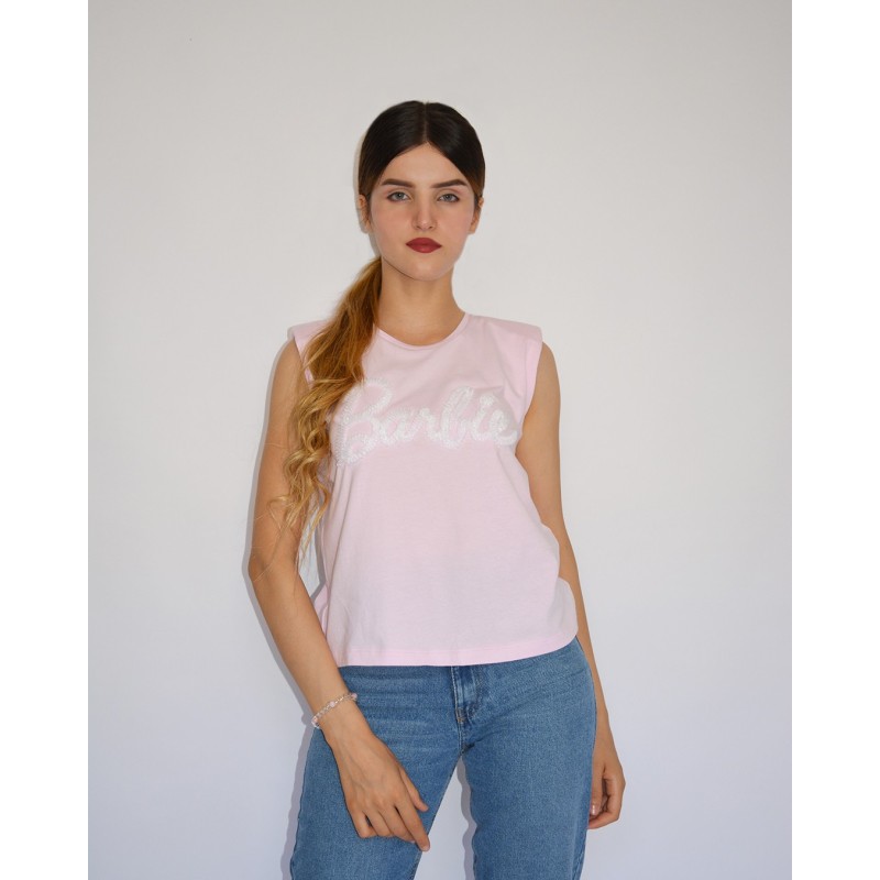 tee shirt barbie sans manches avec épaulettes